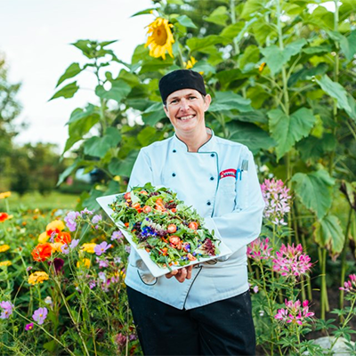 Pam Fanjoy at a garden wedding in 2017.